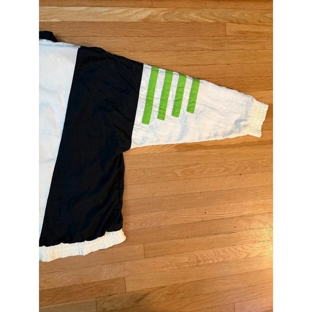 Vintage 90s Adidas EQT Windbreaker Jacket XL Black Green White Colorblock